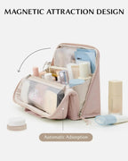 EACHY Standing Makeup Bag, Large Capacity Travel Cosmetic Organizer, Easy-Access Waterproof Toiletry Bag for Women