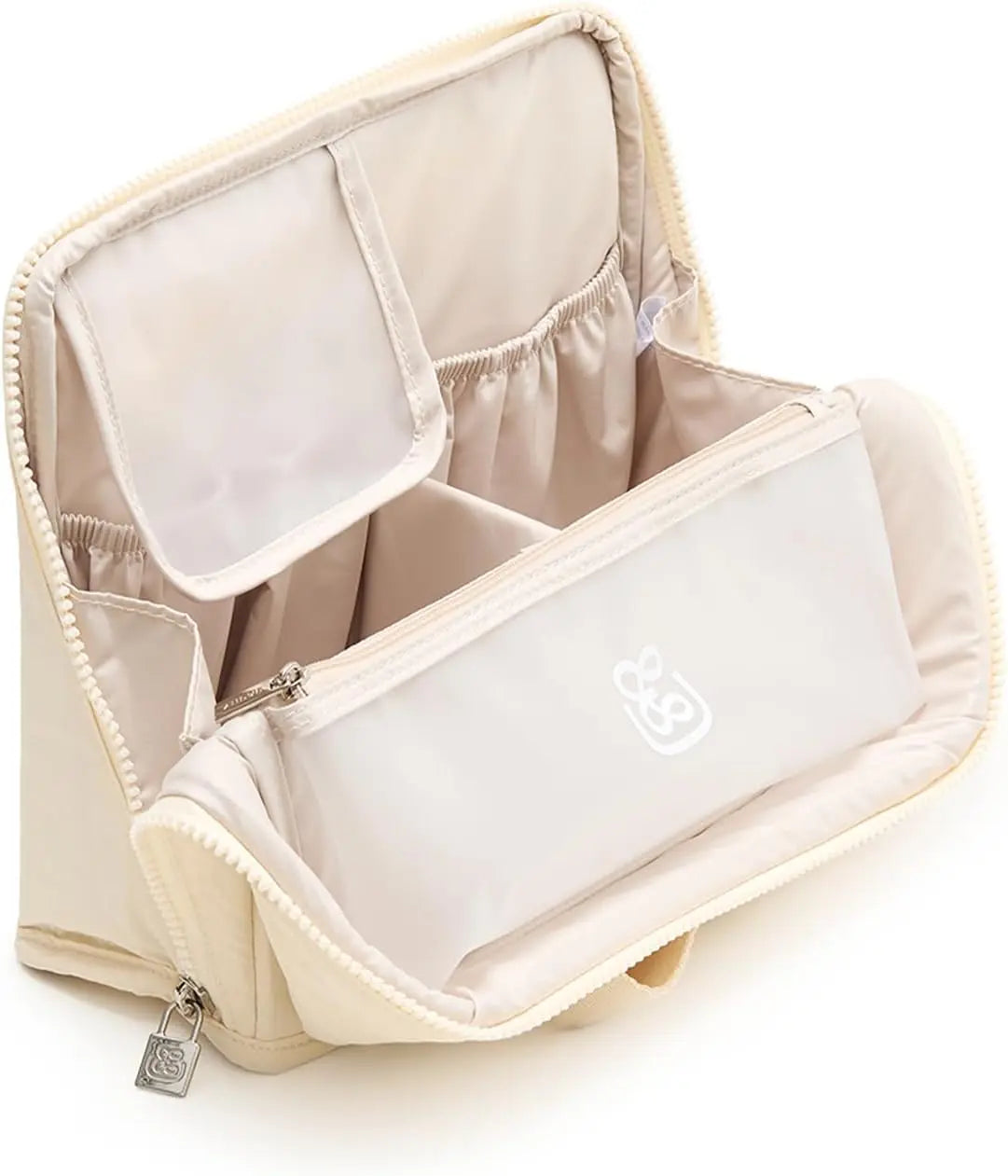 EACHY Standing Makeup Bag, Large Capacity Travel Cosmetic Organizer, Easy-Access Waterproof Toiletry Bag for Women