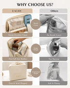 EACHY Standing Makeup Bag, Large Capacity Travel Cosmetic Organizer, Easy-Access Waterproof Toiletry Bag for Women