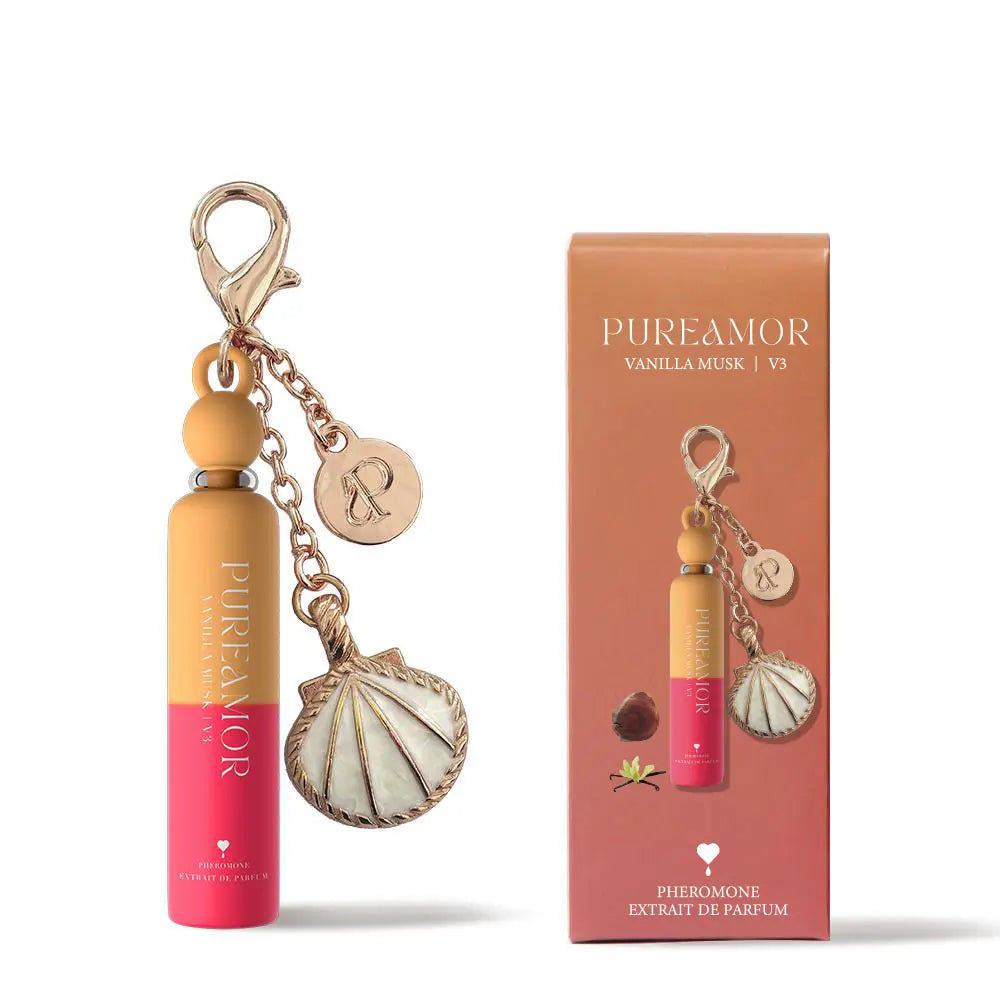Pureamor Cute Mini Keychain Pheromone Extrait De Parfum (2Ml/0.07 Fl Oz) - Designer-Inspired, Estratetraenol Blend, 14 Scents (Vanilla, Floral, Woody), Magnetic Clip, Bag Accessories, EDC Items, Women'S Travel Gift