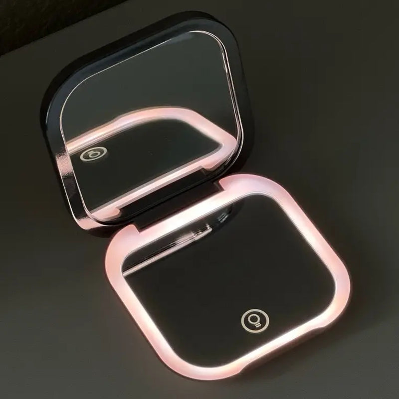 LED Compact Mirror with 3 Light Modes, Built-In Light Portable Travel Makeup Mirror for with LED Light, Compact Mirror for Women, Pocket Size Makeup Tools, Travel Hand Mirror