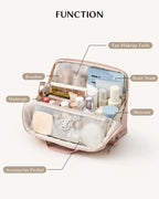 EACHY Standing Makeup Bag, Large Capacity Travel Cosmetic Organizer, Easy-Access Waterproof Toiletry Bag for Women