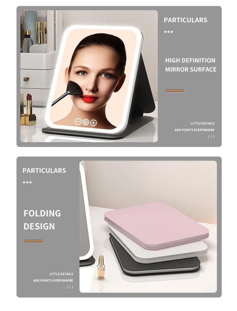 LED Light Cosmetic Mirror Pocket Mirror - Compact Design for Home Lighting Makeup,Back to School,Back to School Haul